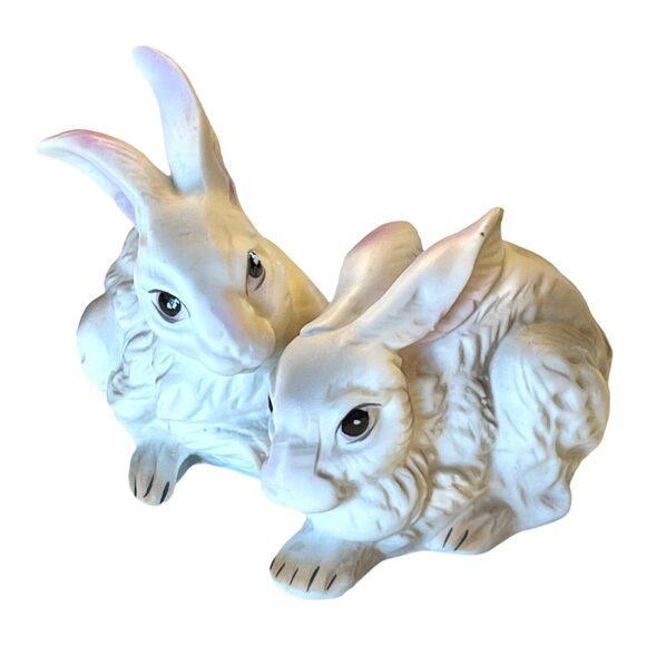 Ardco Porcelain Bunny Rabbit Figurine 5” White Pink Gray Easter Farm Decor Vtg - Picture 6 of 7